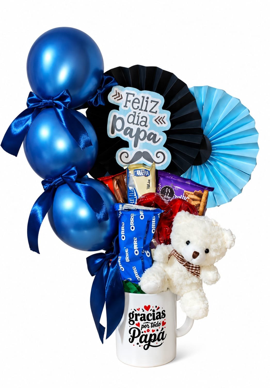 🎁💙 Arreglo Feliz Día del Padre con taza azul 💖