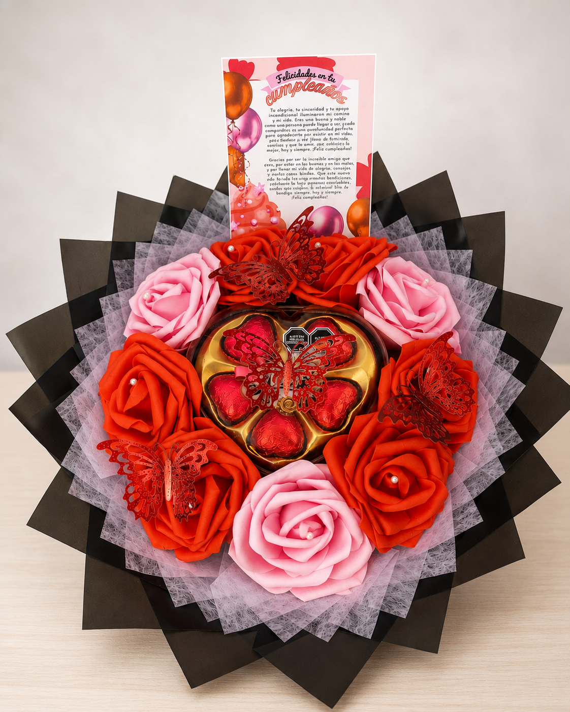 Bouquet de Rosas Espuma con Chocolates 🌹🍫